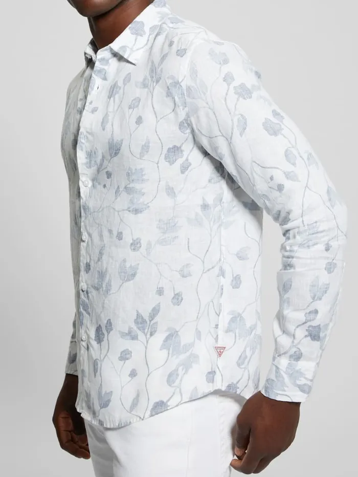 GUESS Shirts Eco Watercolor Vines Linen Shirt Blue 8211 Men