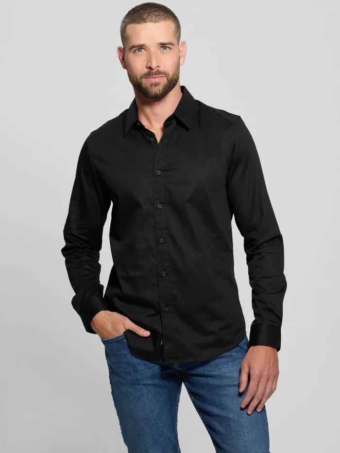 GUESS Shirts Luxe Stretch Shirt Beige 8211 Men