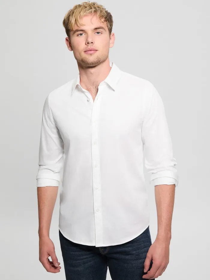 GUESS Shirts Luxe Stretch Shirt Beige 8211 Men