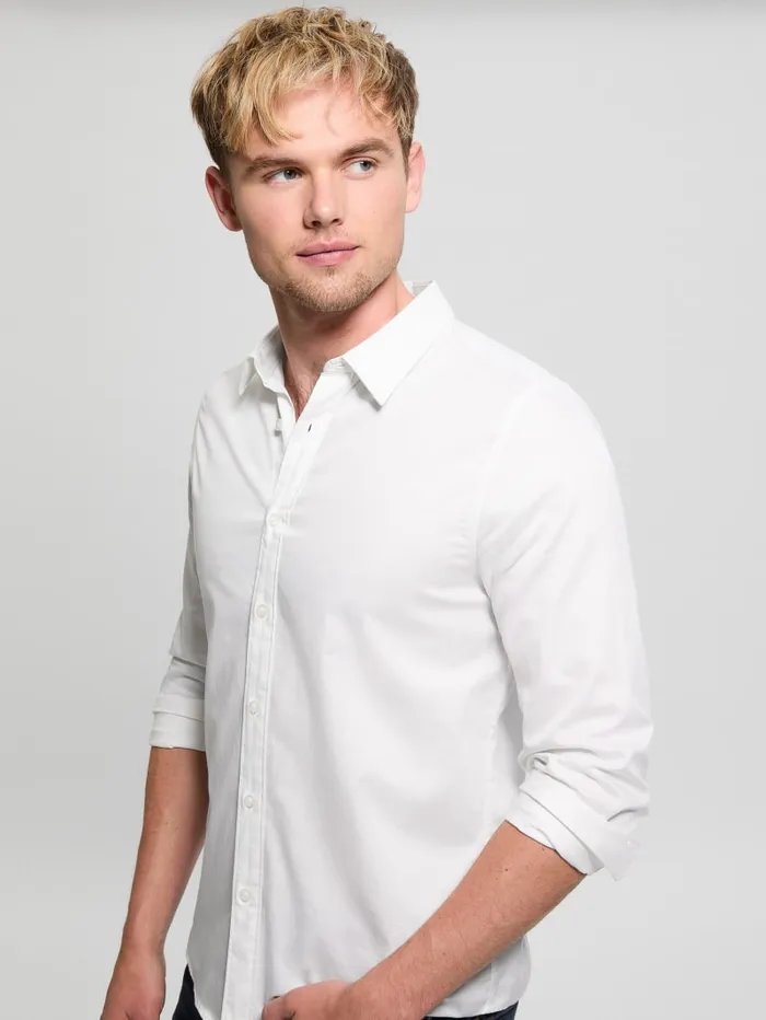GUESS Shirts Luxe Stretch Shirt Beige 8211 Men