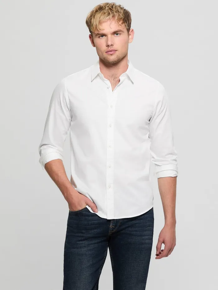 GUESS Shirts Luxe Stretch Shirt Beige 8211 Men