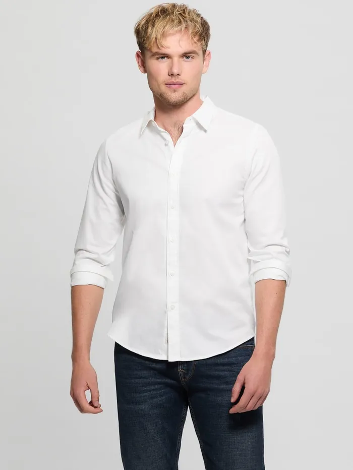 GUESS Shirts Luxe Stretch Shirt Beige 8211 Men
