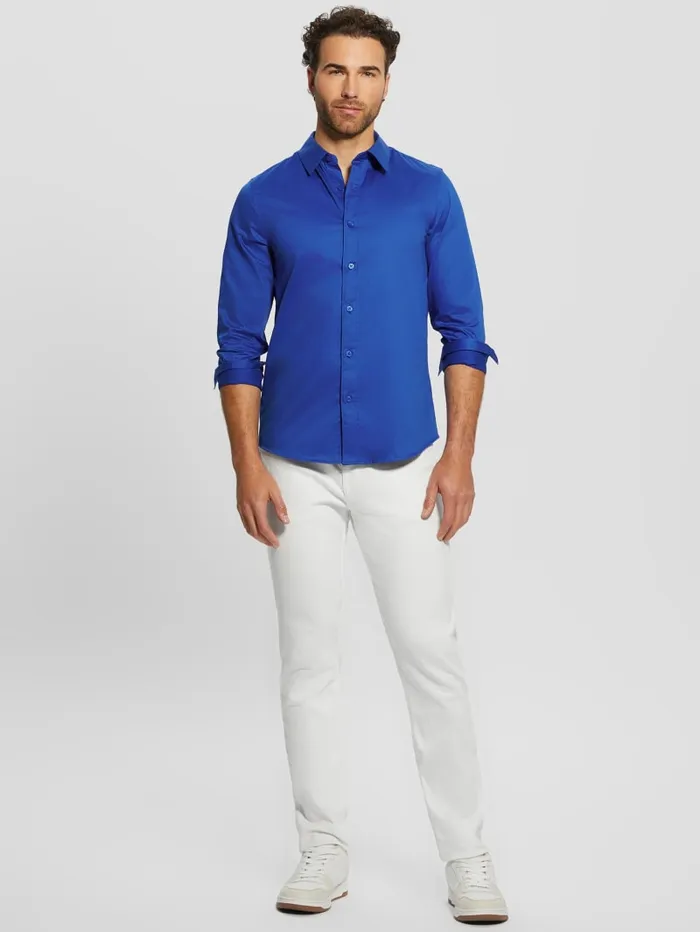 GUESS Shirts Luxe Stretch Shirt Beige 8211 Men