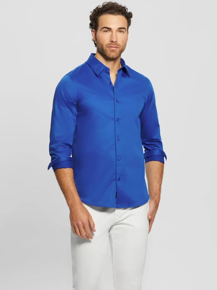 GUESS Shirts Luxe Stretch Shirt Beige 8211 Men