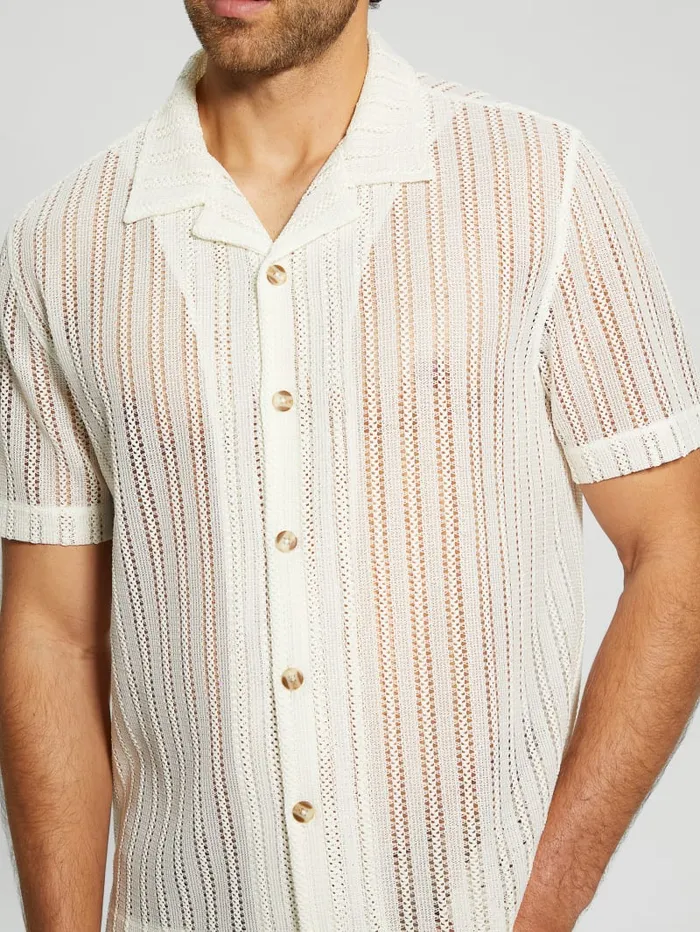 GUESS Shirts Panama Knit Shirt White 8211 Men