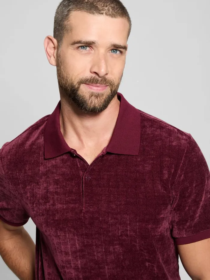 GUESS Shirts Parker Velour Polo Red 8211 Men