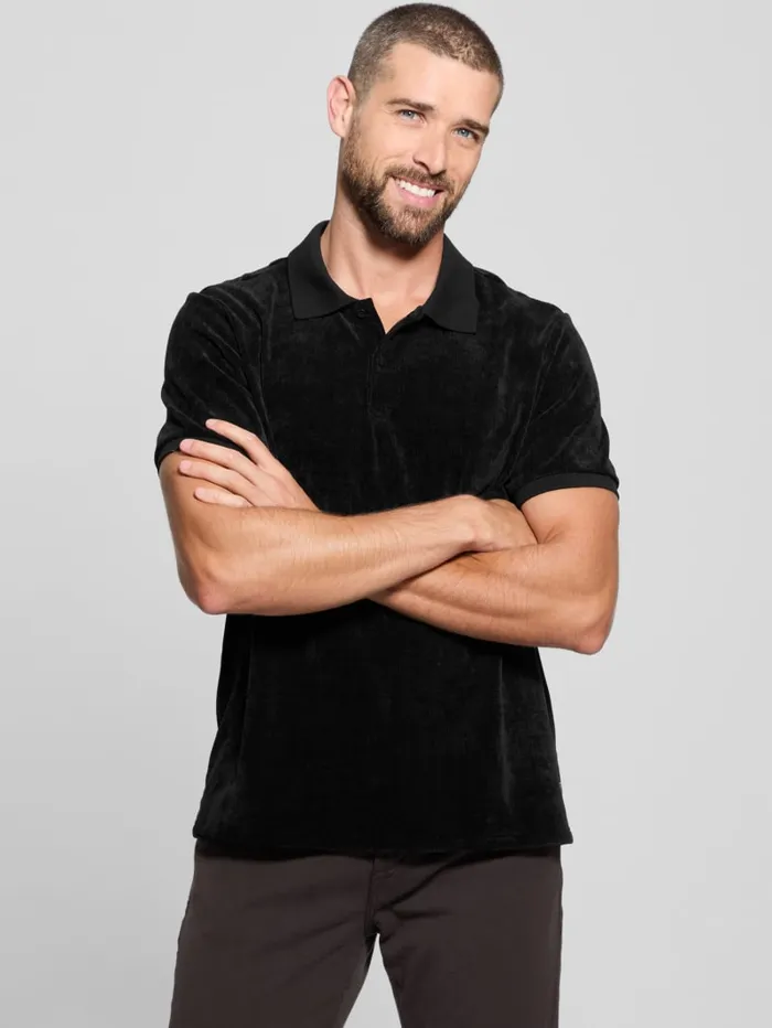 GUESS Shirts Parker Velour Polo Red 8211 Men