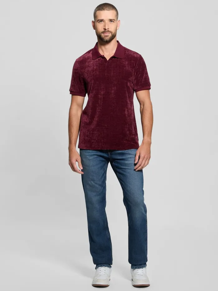 GUESS Shirts Parker Velour Polo Red 8211 Men