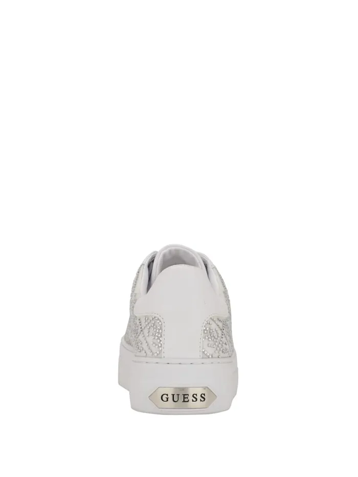 GUESS Shoes Gelsen Rhinestone Logo LowTop Sneakers Silver 8211 Women