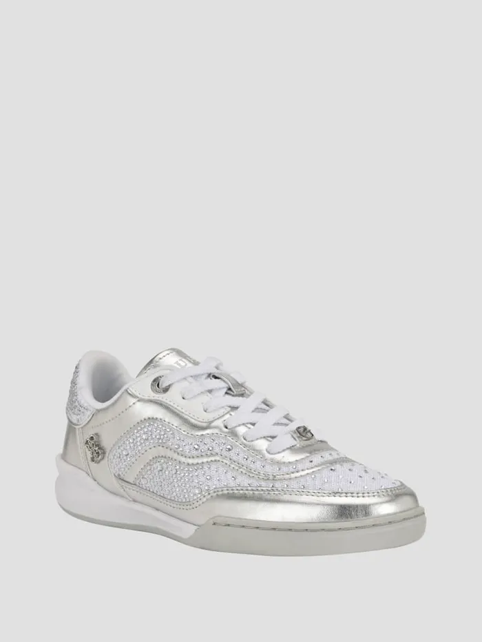 GUESS Shoes Pritie Rhinestone Sneakers Silver 8211 Women