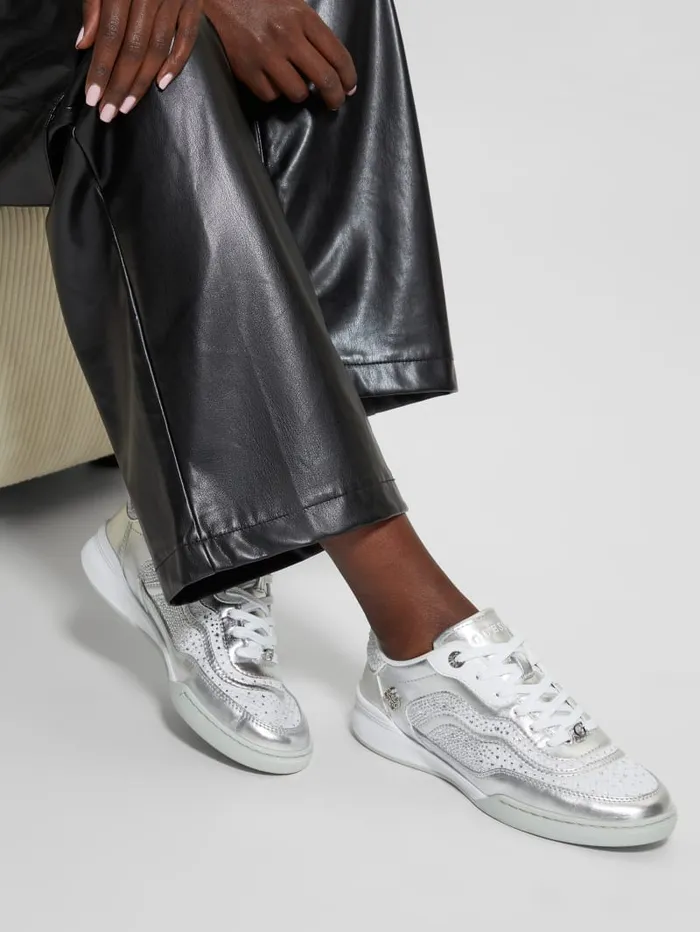 GUESS Shoes Pritie Rhinestone Sneakers Silver 8211 Women