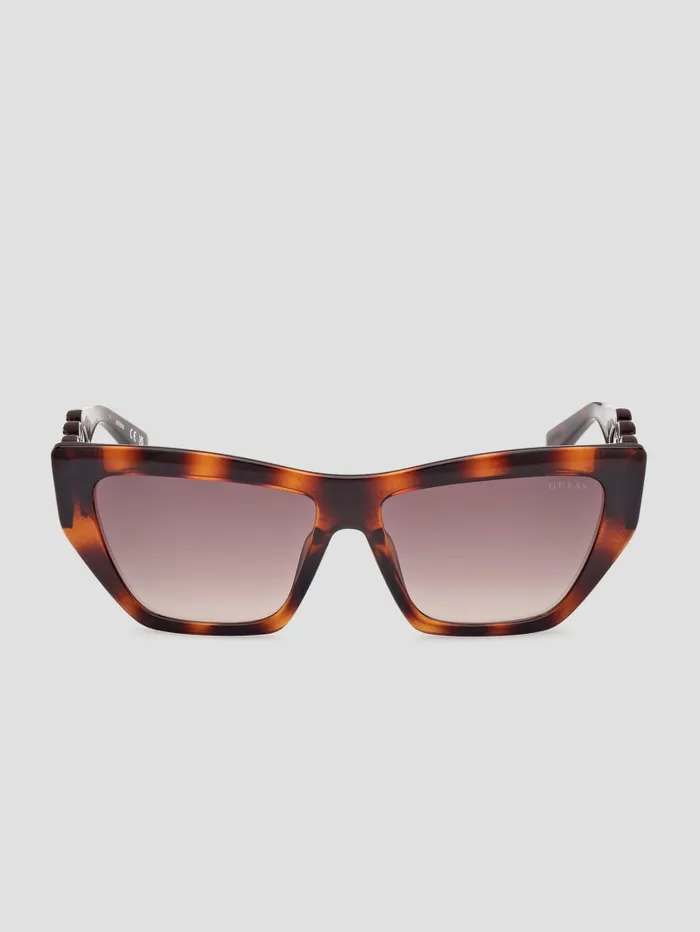 GUESS Sunglasses CatEye ChainLink Sunglasses Brown 8211 Women