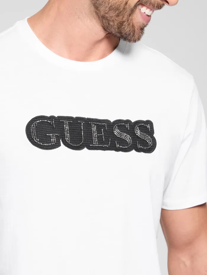 GUESS T Shirts and Tanks Eco Embellished Logo Tee White 8211 Men