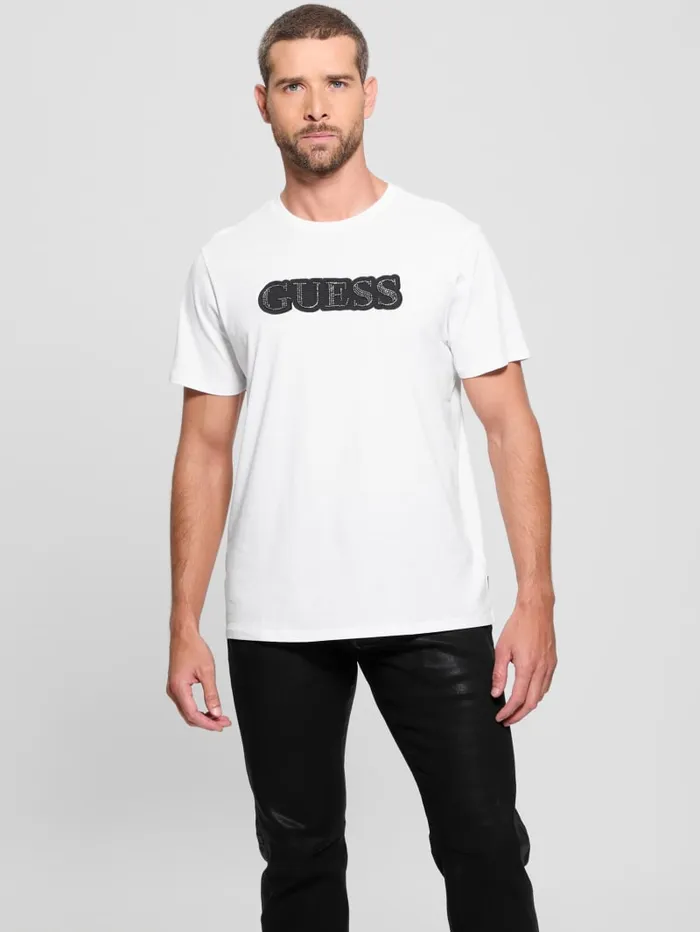 GUESS T Shirts and Tanks Eco Embellished Logo Tee White 8211 Men