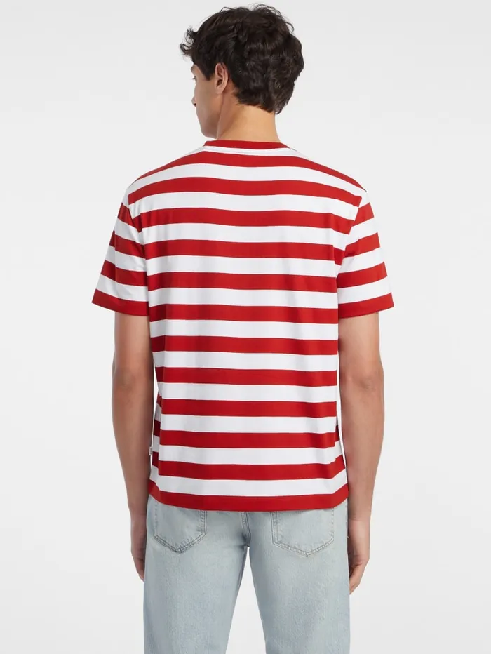 GUESS T Shirts and Tanks Striped Logo Tee Green 8211 Men