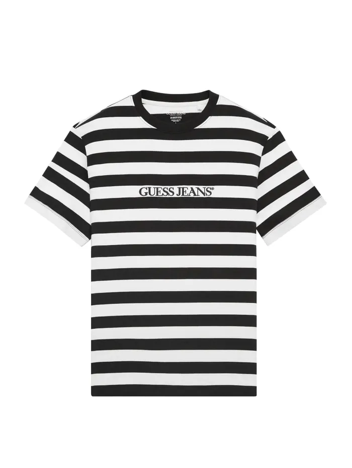 GUESS T Shirts and Tanks Striped Logo Tee Green 8211 Men