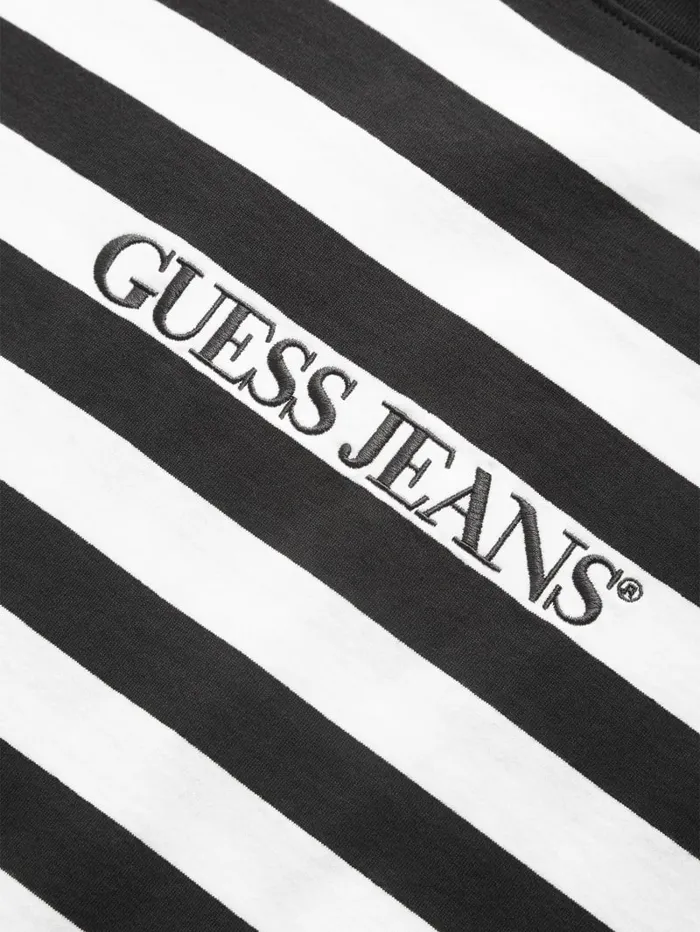 GUESS T Shirts and Tanks Striped Logo Tee Green 8211 Men