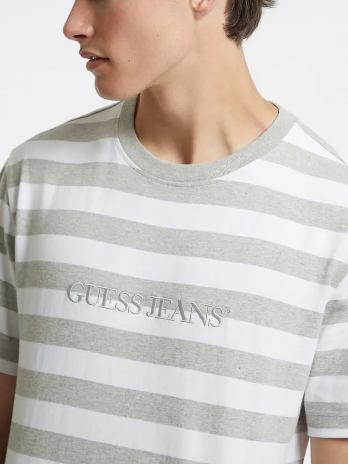 GUESS T Shirts and Tanks Striped Logo Tee Green 8211 Men