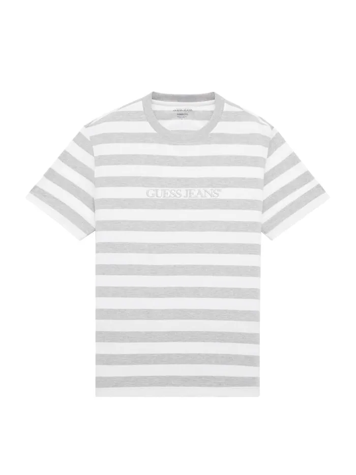 GUESS T Shirts and Tanks Striped Logo Tee Green 8211 Men