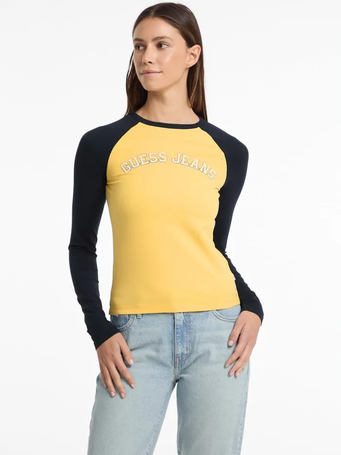 GUESS Tops and Tees Eco Crewneck Raglan Tee Blue 8211 Women