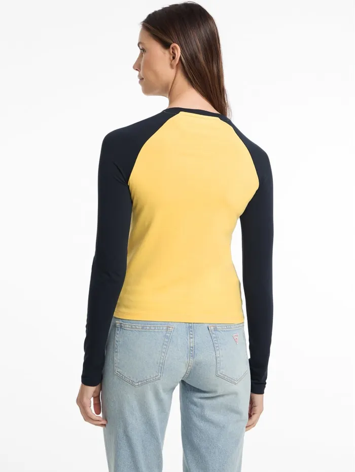 GUESS Tops and Tees Eco Crewneck Raglan Tee Blue 8211 Women