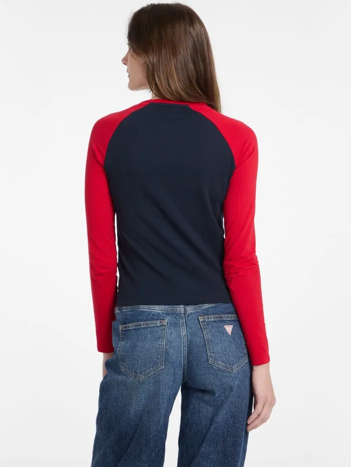 GUESS Tops and Tees Eco Crewneck Raglan Tee Blue 8211 Women
