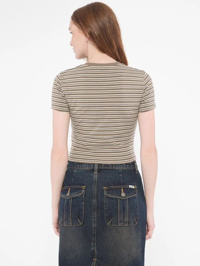 GUESS Tops and Tees Originals Striped Baby Tee Beige 8211 Women