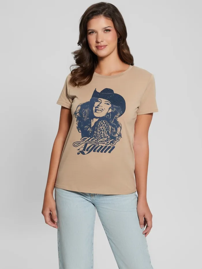 GUESS Tops Eco Again Easy Tee Beige 8211 Women