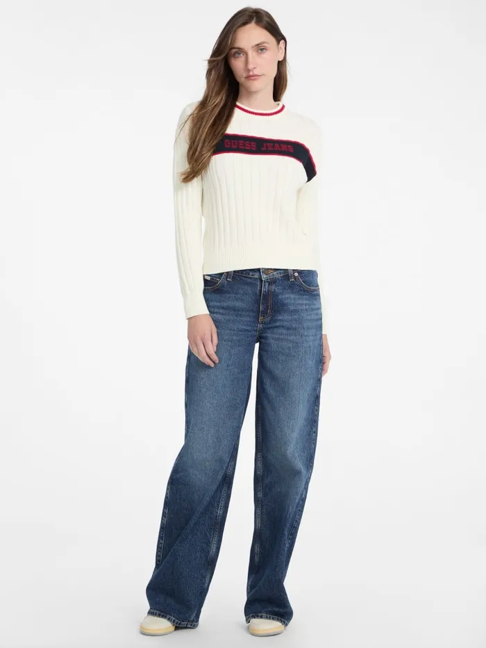 GUESS Tops Eco Crewneck Ribbed Sweater White 8211 Women
