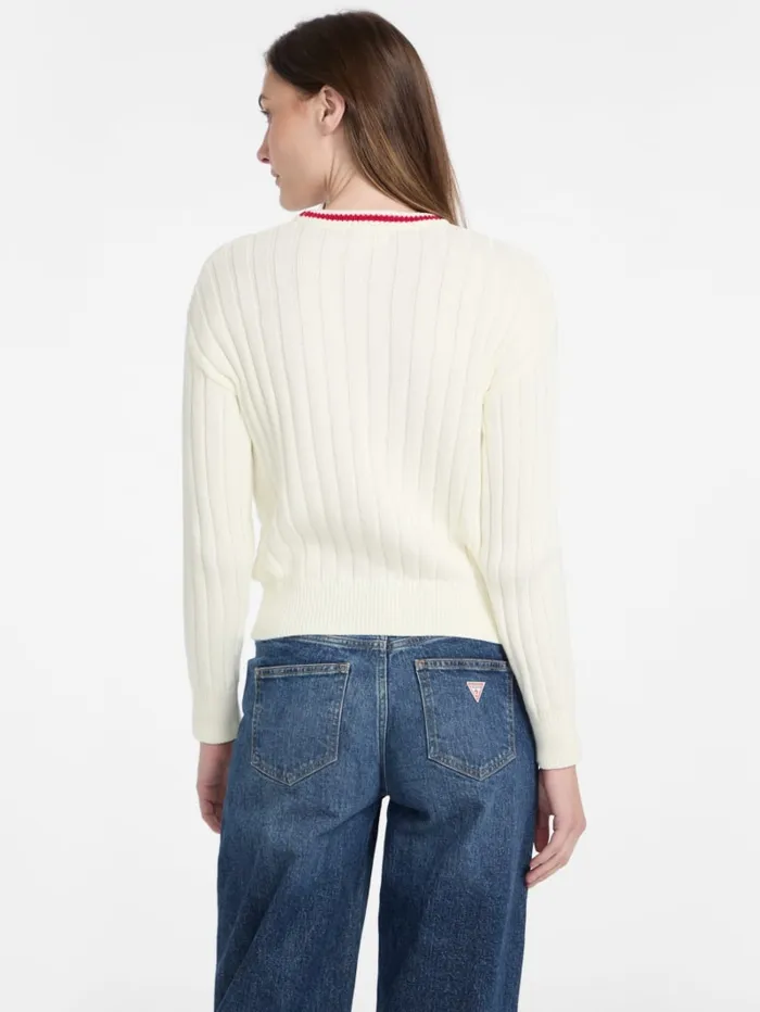 GUESS Tops Eco Crewneck Ribbed Sweater White 8211 Women