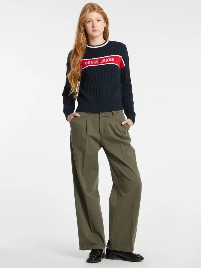 GUESS Tops Eco Crewneck Ribbed Sweater White 8211 Women