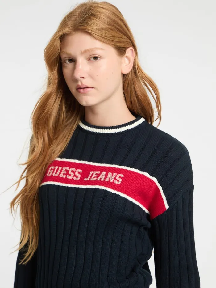 GUESS Tops Eco Crewneck Ribbed Sweater White 8211 Women