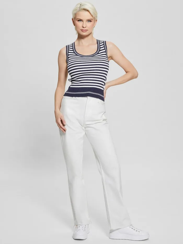 GUESS Tops Eco Stripe Ribbed Marti Tank Blue 8211 Women
