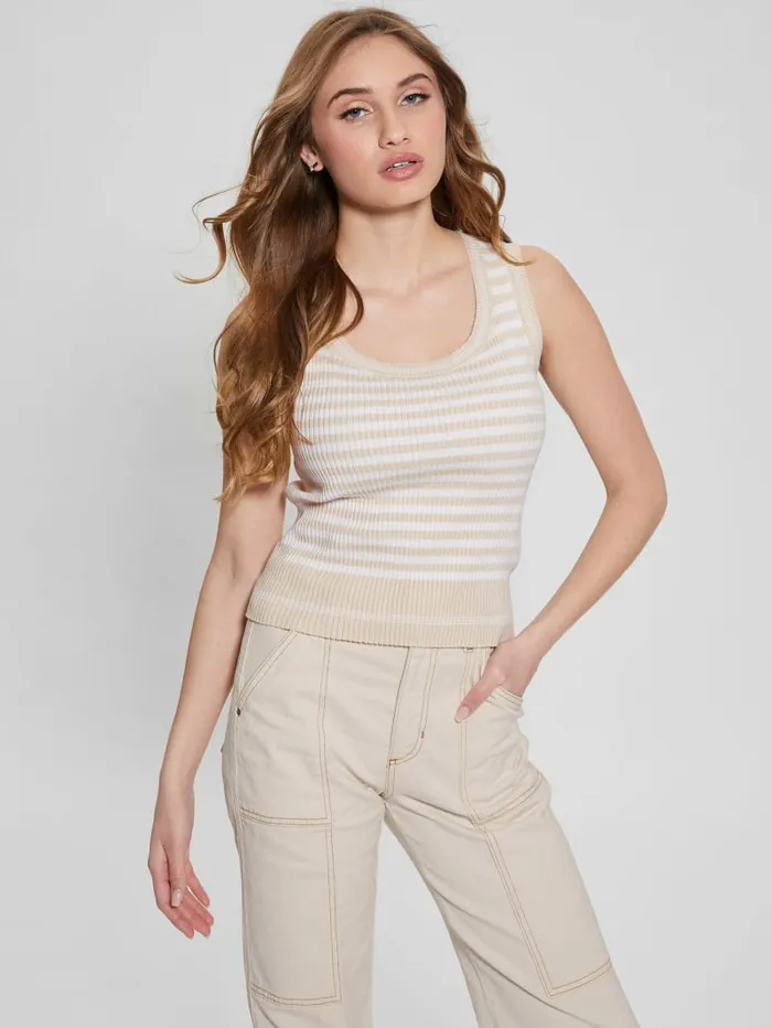 GUESS Tops Eco Stripe Ribbed Marti Tank Blue 8211 Women