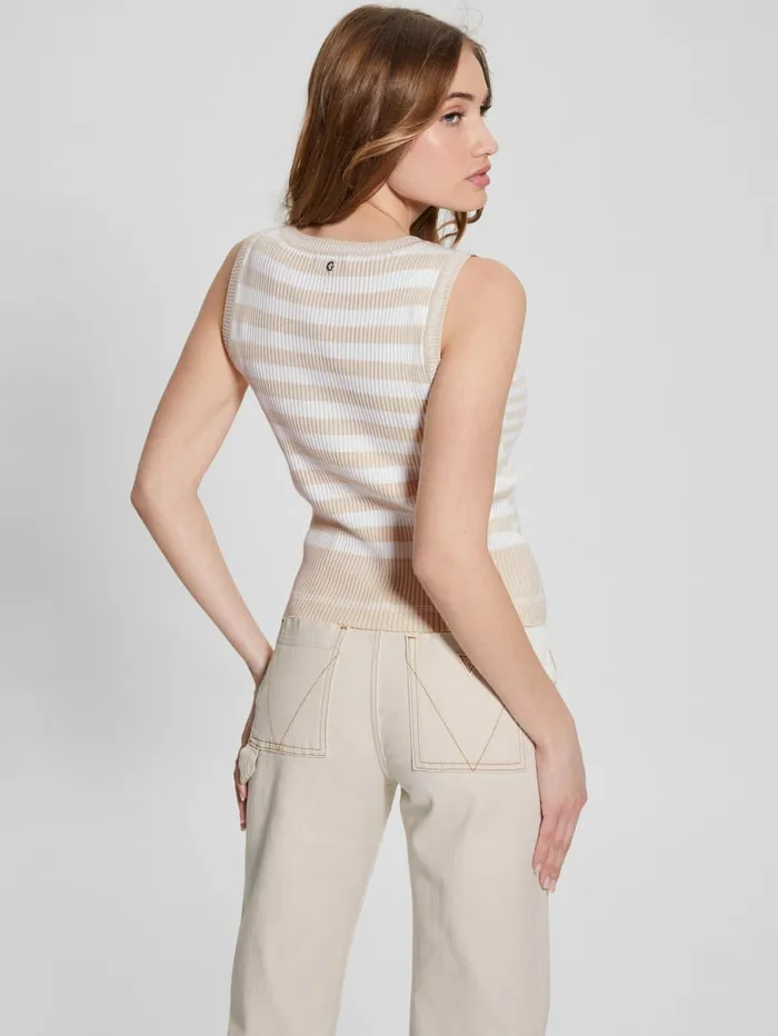 GUESS Tops Eco Stripe Ribbed Marti Tank Blue 8211 Women