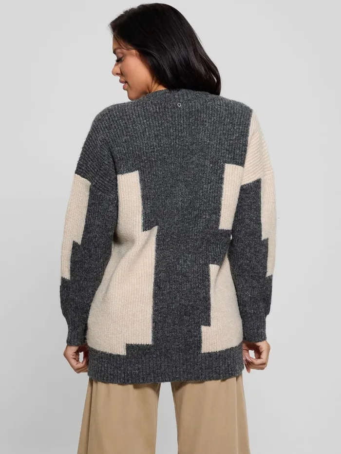 GUESS Tops Intarsia ColorBlock Sweater White 8211 Women