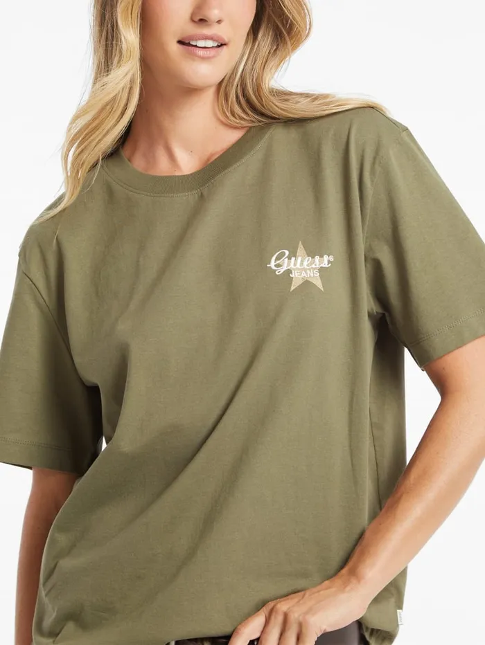 GUESS Tops Oversized Star Logo Tee Black 8211 Women