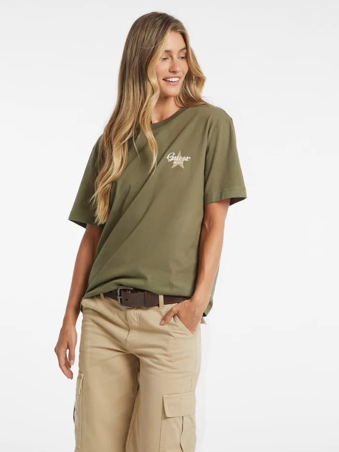GUESS Tops Oversized Star Logo Tee Green 8211 Women