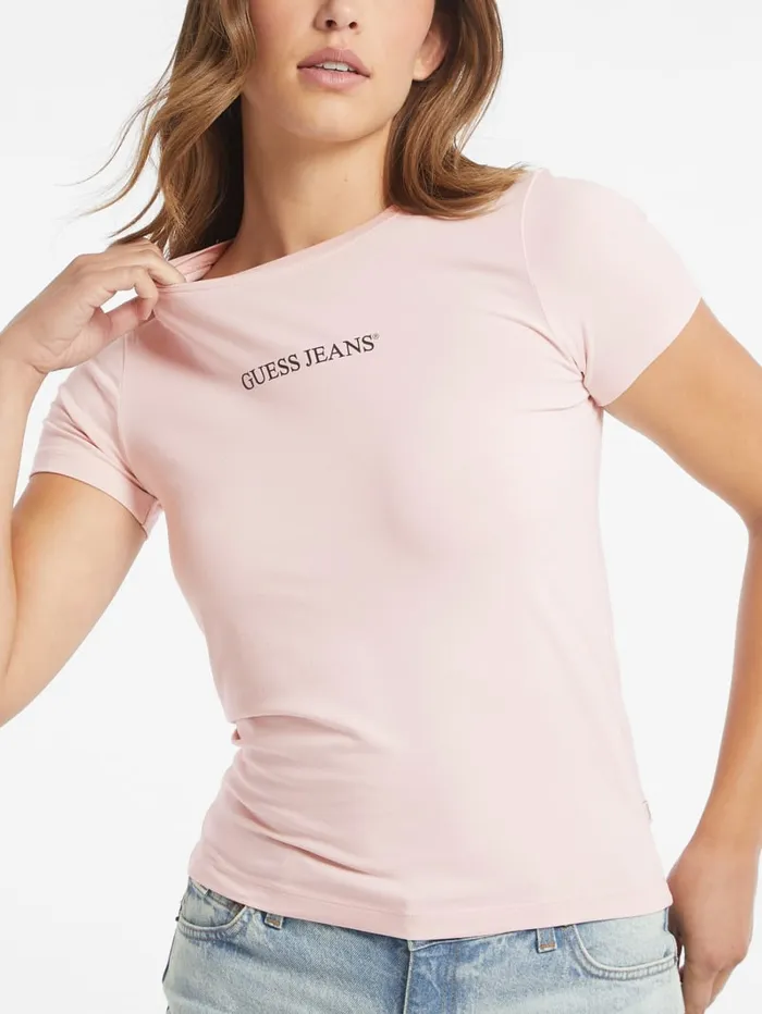 GUESS Tops Slim Logo Tee Pink 8211 Women