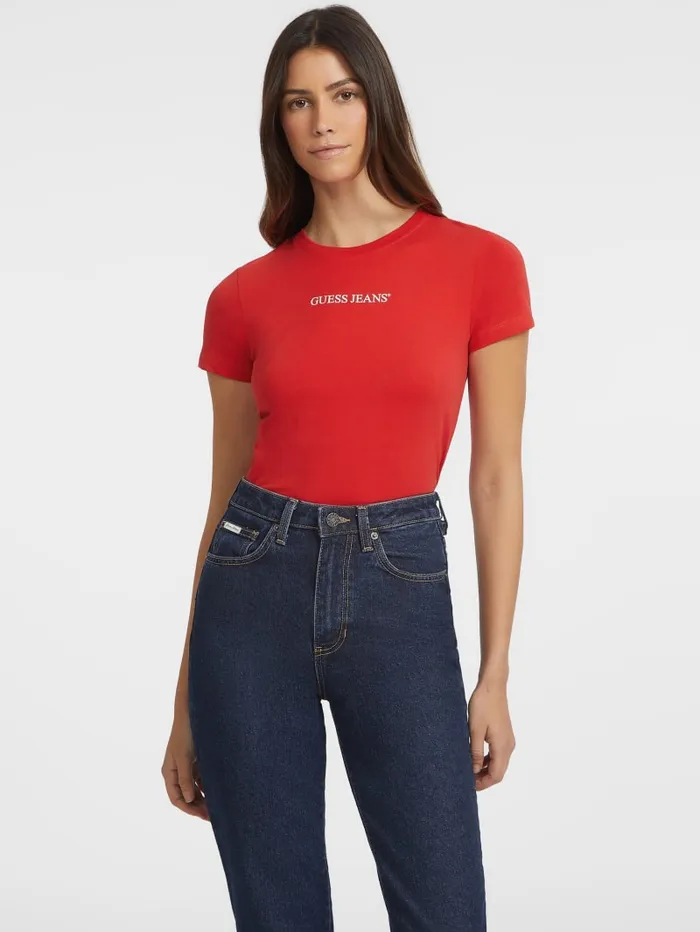GUESS Tops Slim Logo Tee Pink 8211 Women