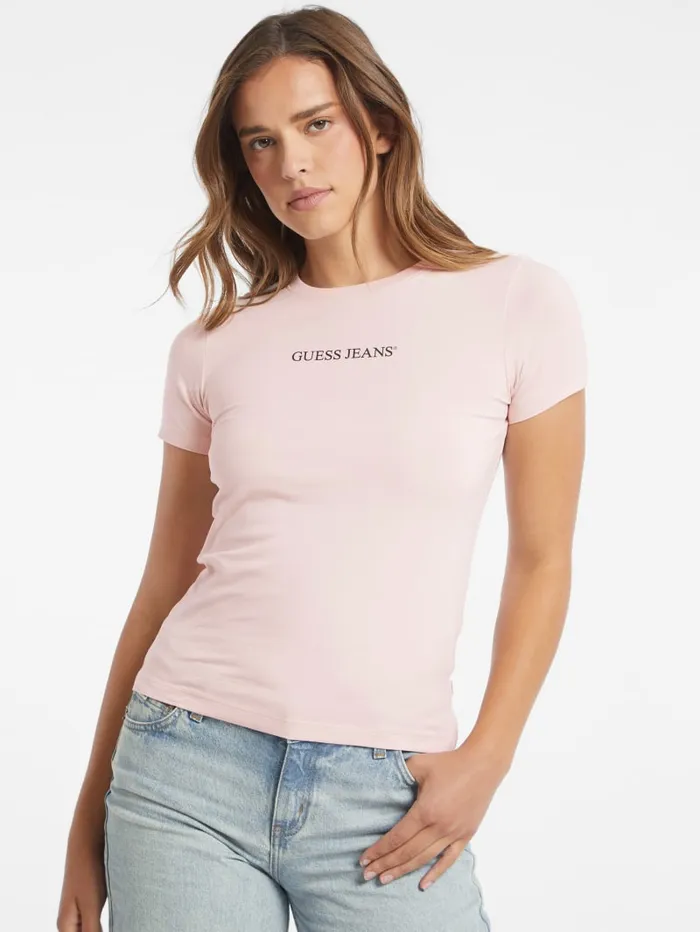 GUESS Tops Slim Logo Tee Pink 8211 Women