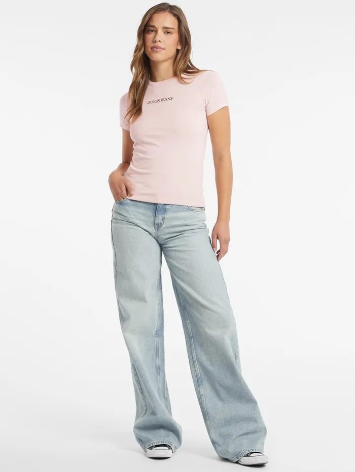 GUESS Tops Slim Logo Tee Pink 8211 Women