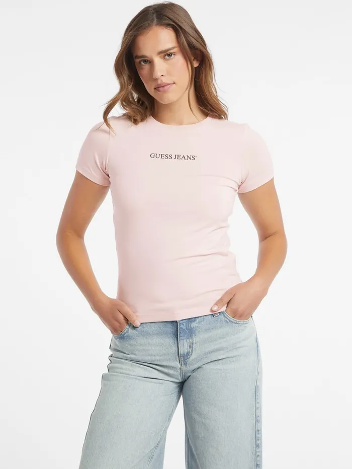 GUESS Tops Slim Logo Tee Pink 8211 Women