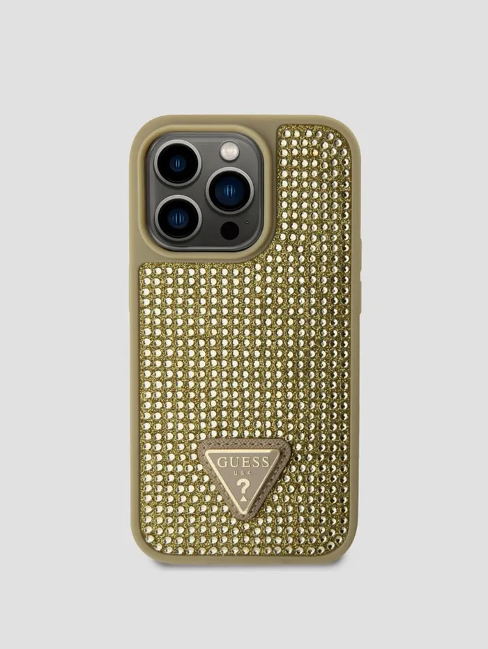 GUESS Travel and Tech Rhinestone IPhone 14 Pro Case Gold 8211 Women