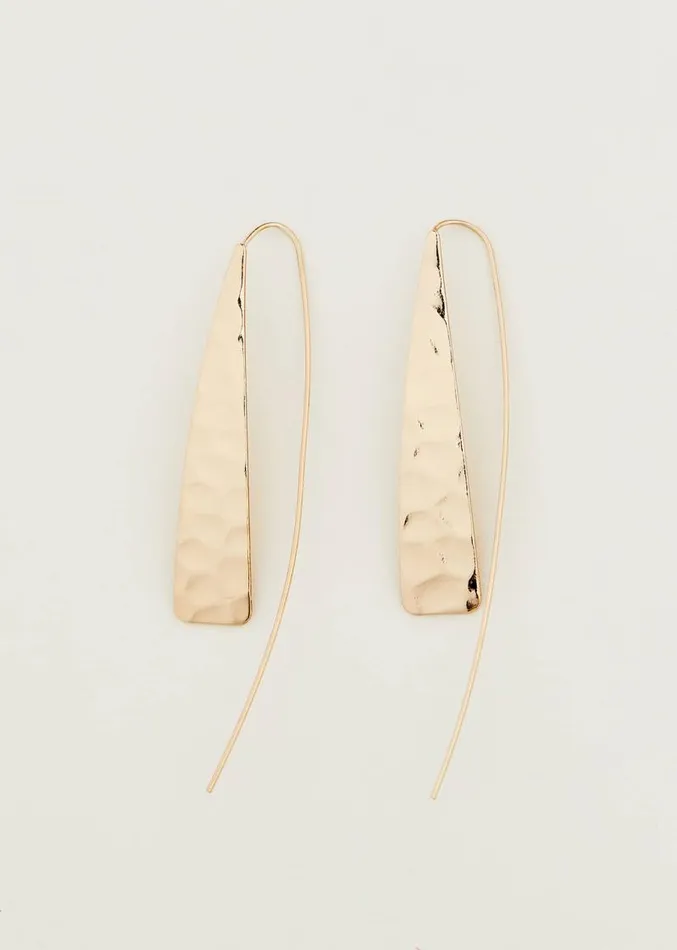 Hammered Pull Through Drop Earring Gold Women Phase Eight Jewellery