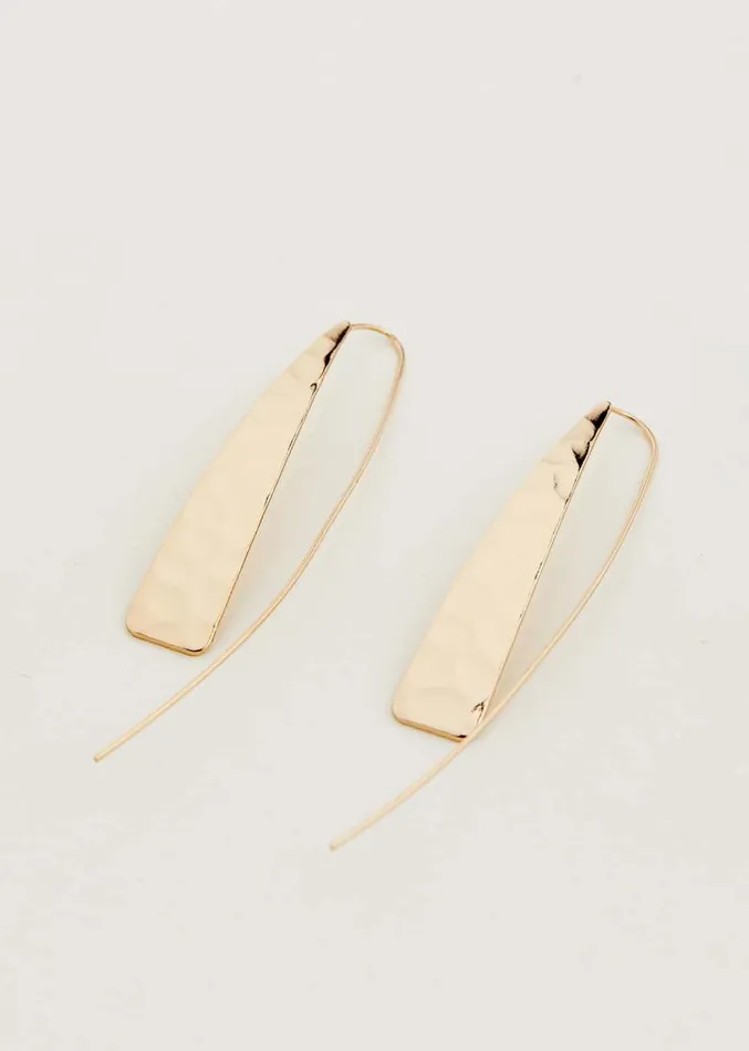 Hammered Pull Through Drop Earring Gold Women Phase Eight Jewellery