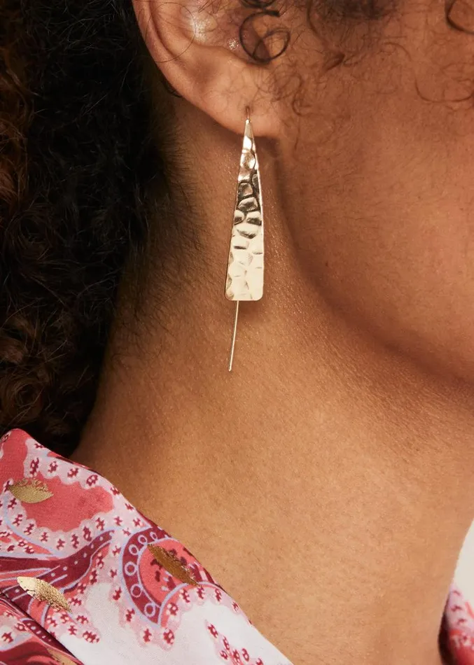 Hammered Pull Through Drop Earring Gold Women Phase Eight Jewellery