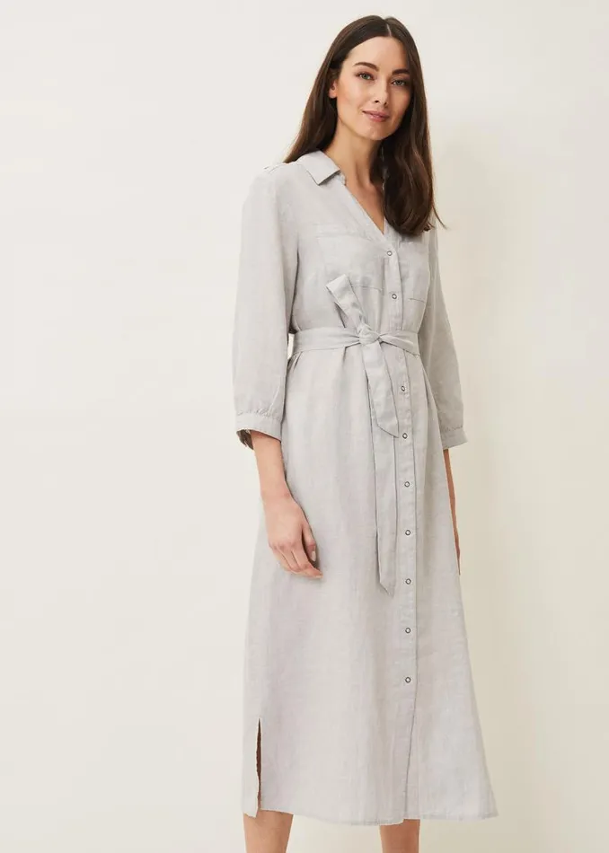 Harlyn Linen Shirt Dress Grey Women Phase Eight Dresses