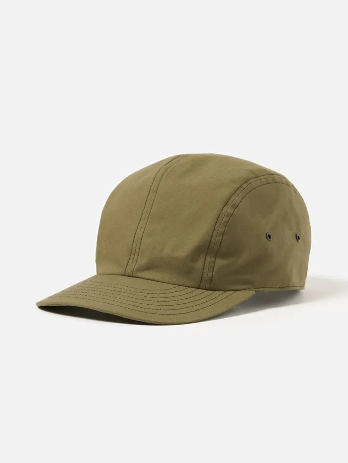 Hats Men Universal Works Cableami 4 Panel Cap In Olive Ripstop Cotton