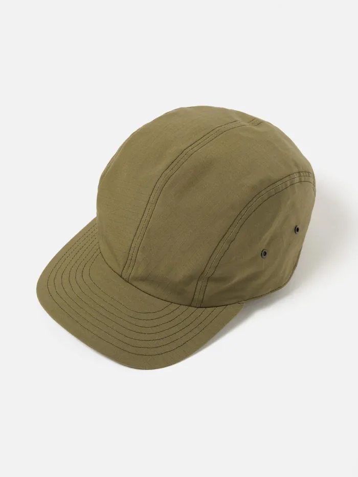 Hats Men Universal Works Cableami 4 Panel Cap In Olive Ripstop Cotton